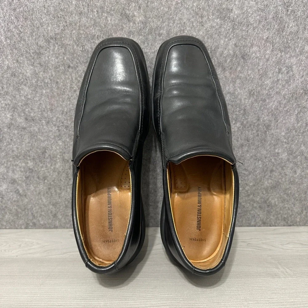Johnston & Murphy Sheepskin Slip On Dress‎ Shoes Mens Size 13 Black Leather